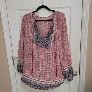 Grand & Greene Red and Black Patterned Blouse